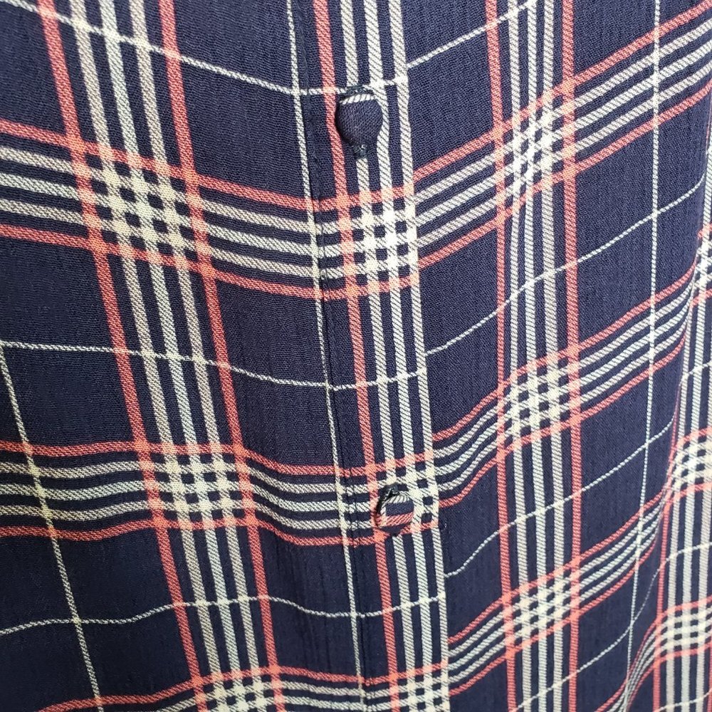 Torrid Abbey Navy Pink Plaid Gauze Button Back Top - Picture 5 of 6